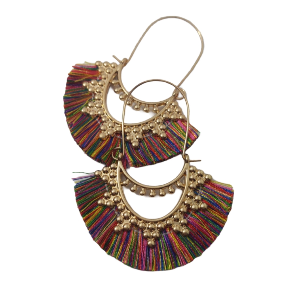 Multicolor Fan Fringe Earrings